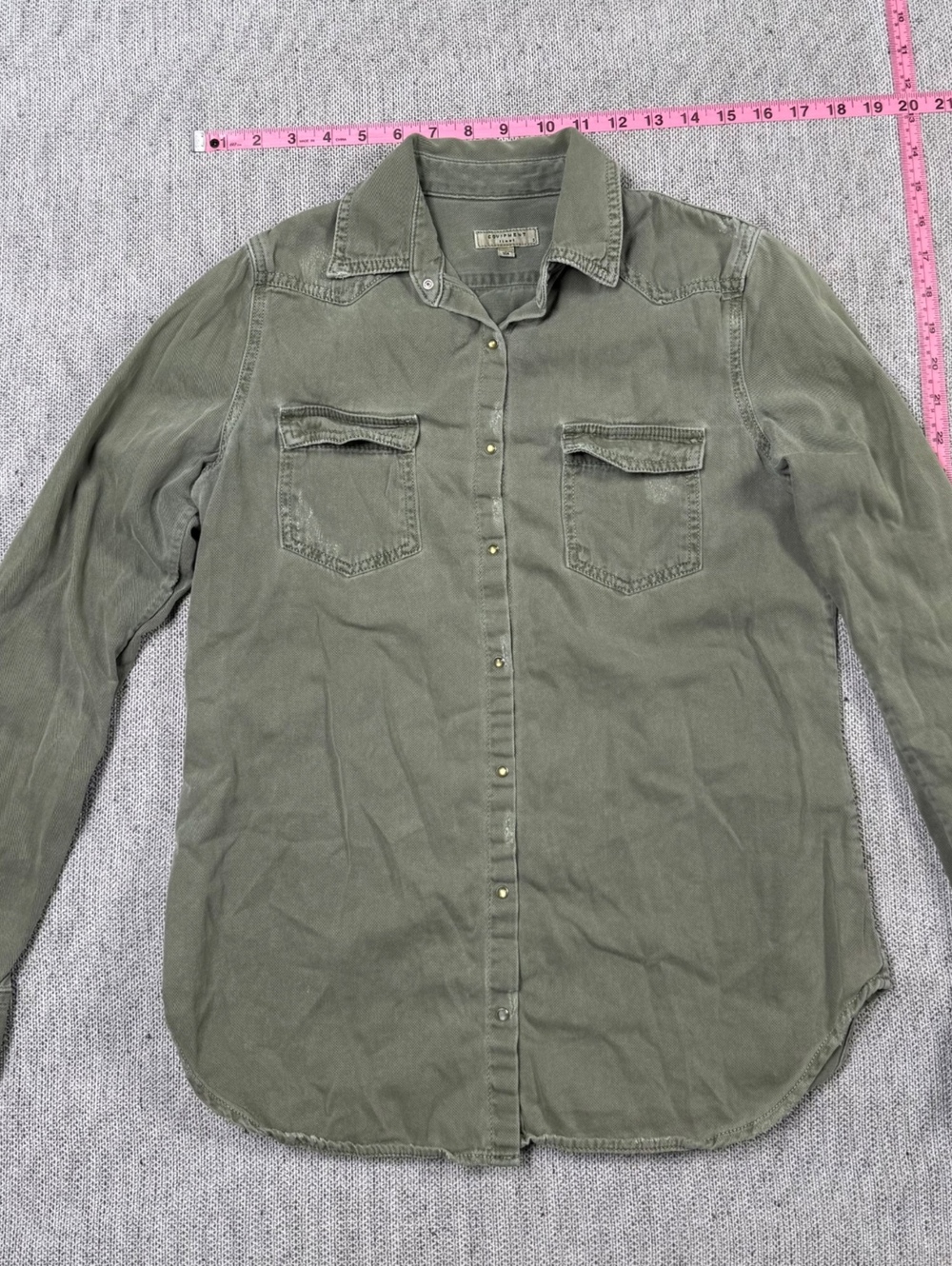 Equipment Femme Olive Green Cotton Button-Up Shirt Size S